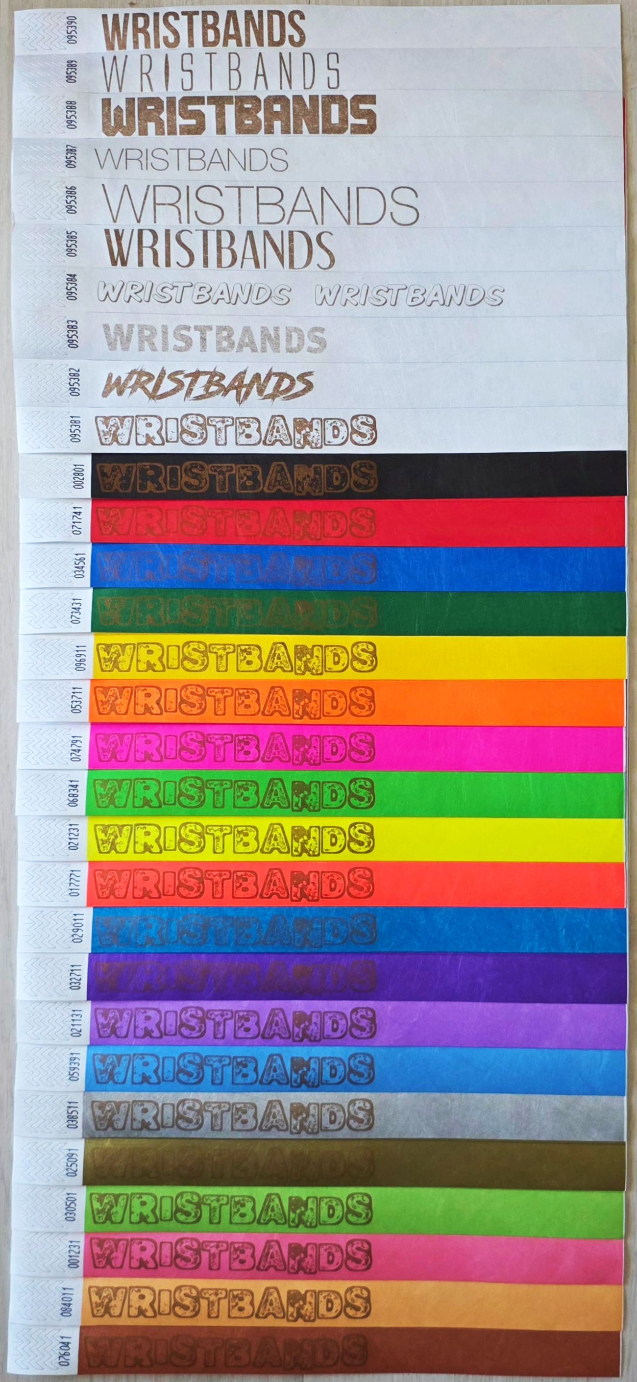 Impresión en oro sobre todos los colores de pulsera Tyvek