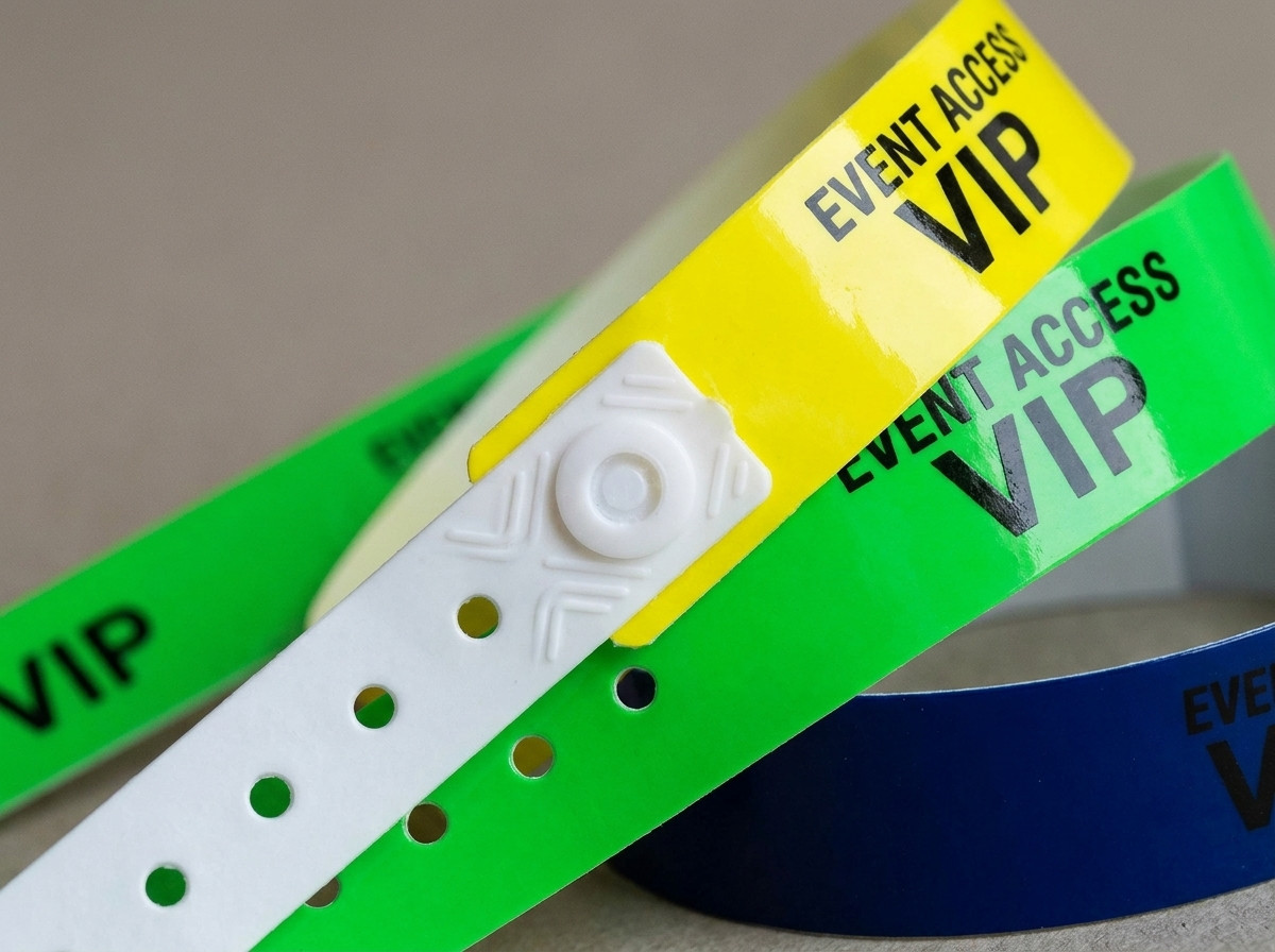 Pulseras de vinilo PVC de colores para el control de accesos con cierre inviolable